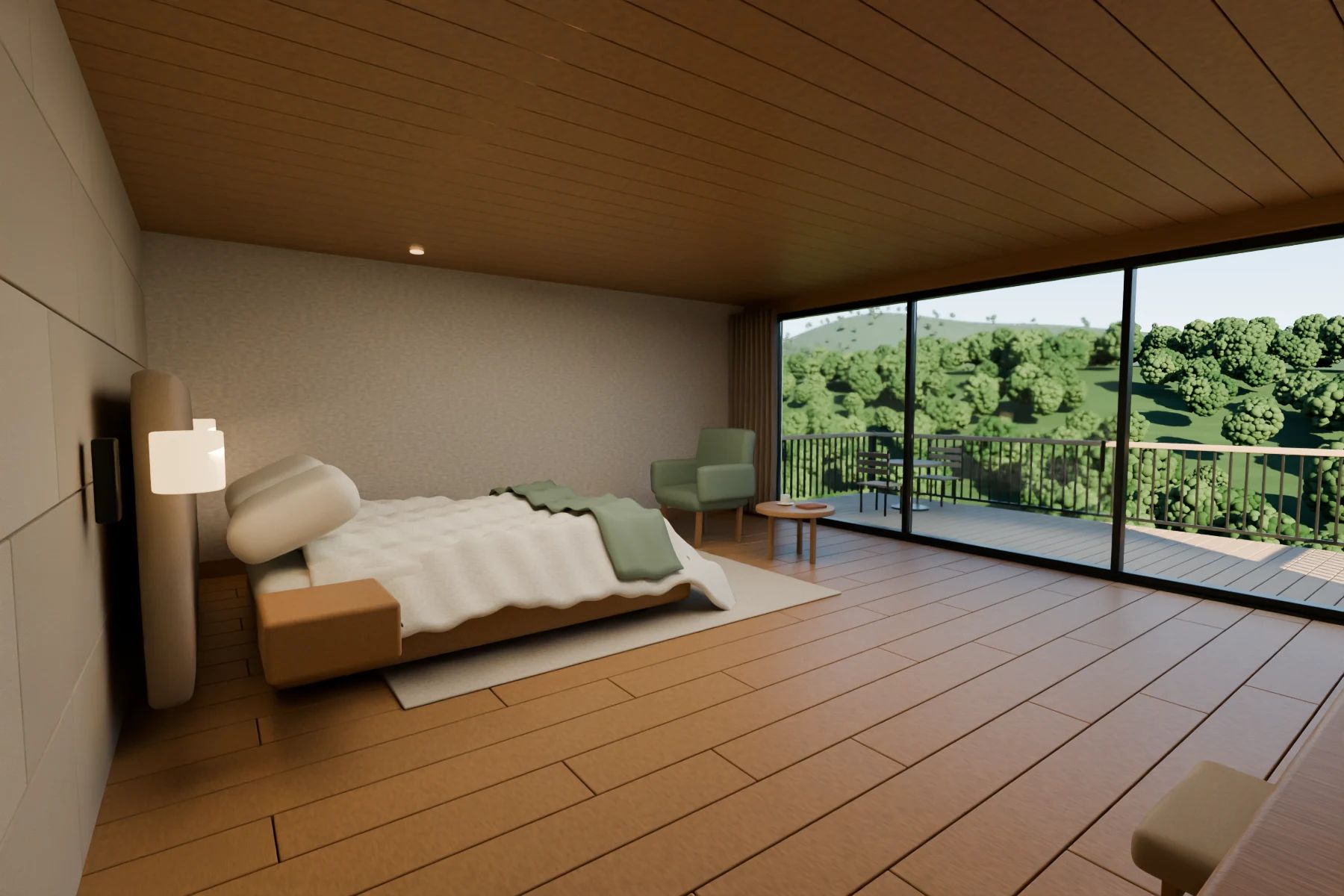 Pokój Panorama — naturalne materiały i balkon z widokiem na góry
